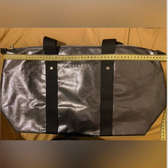 Coach Metallic Silver Tote with Black Straps - Picture 5 of 9